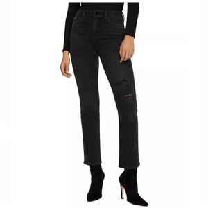 Good American Good Classic Ripped Skinny Jeans in Black206